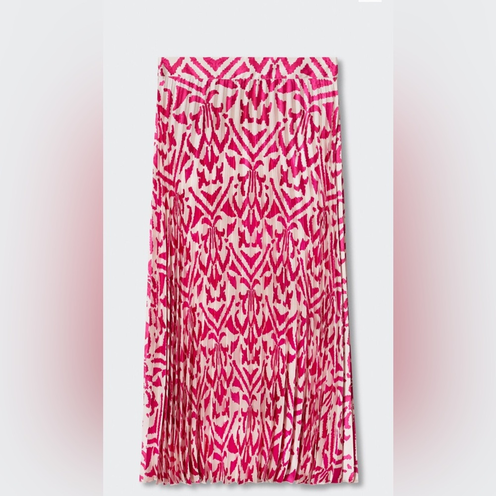 Mango Pink and White A-Line Maxi Skirt